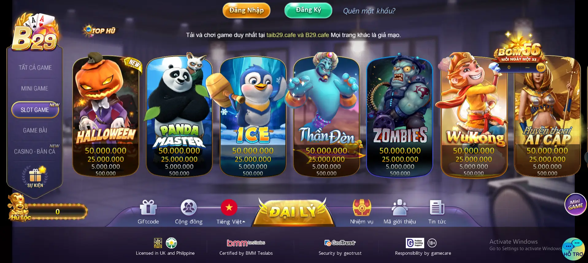 Slot game b29 đa dạng các chủ đề